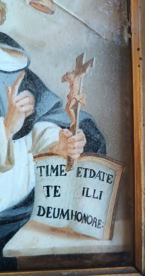 Antique Glass Painting   Saint Vincent Ferrer photo vinterior