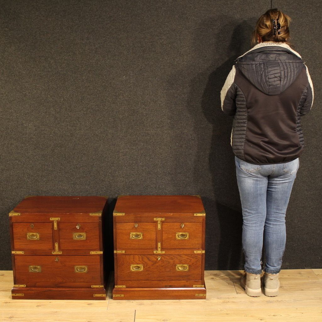 Pair Of English Naval Style Bedside Tables From The 20th Century photo Furniture