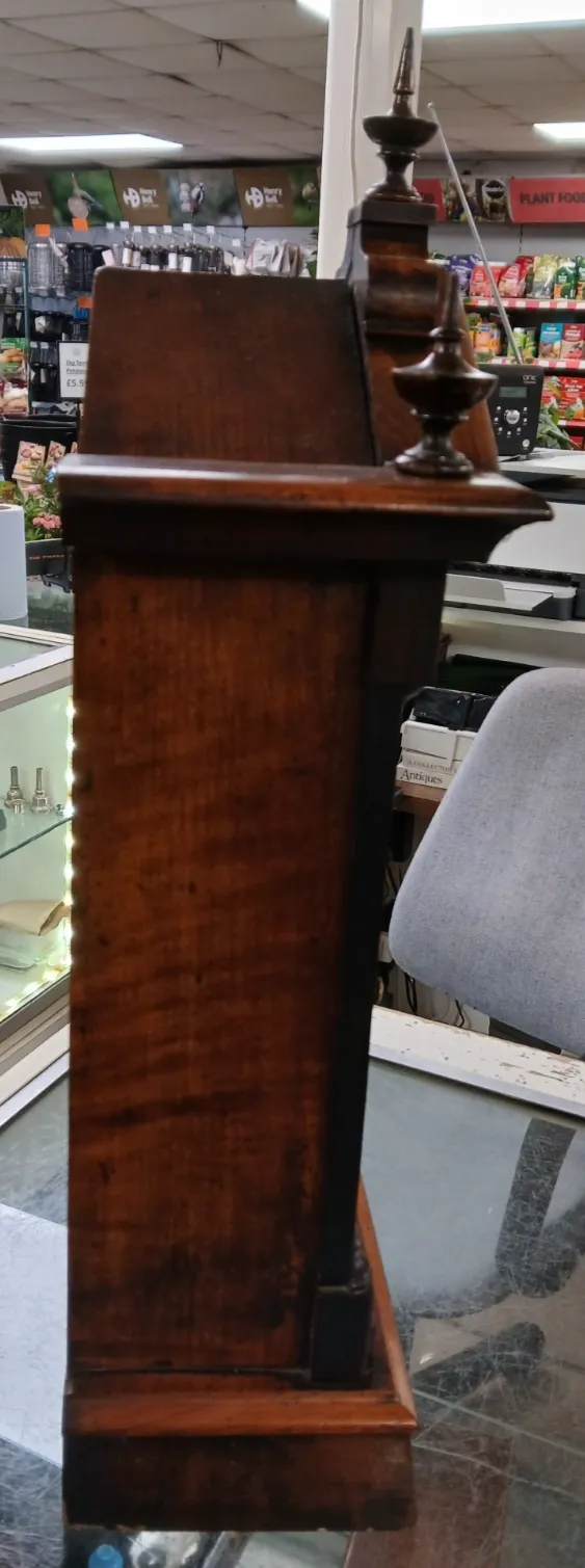 Antique 19th Century American Mahogany Case Gothic Style 8 Day Mantle Clock photo vintage