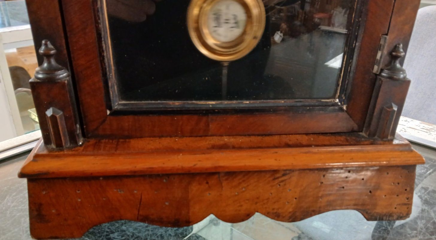 photo for sale Antique 19th Century American Mahogany Case Gothic Style 8 Day Mantle Clock