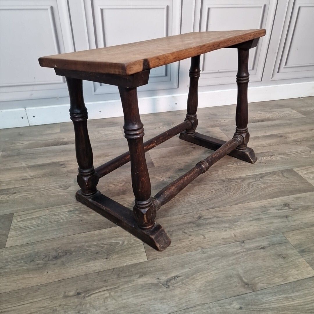 photo furniture Antique Oak Prayer Table   Turned Wooden Slanted Hall Side   Sloped Joint Stool