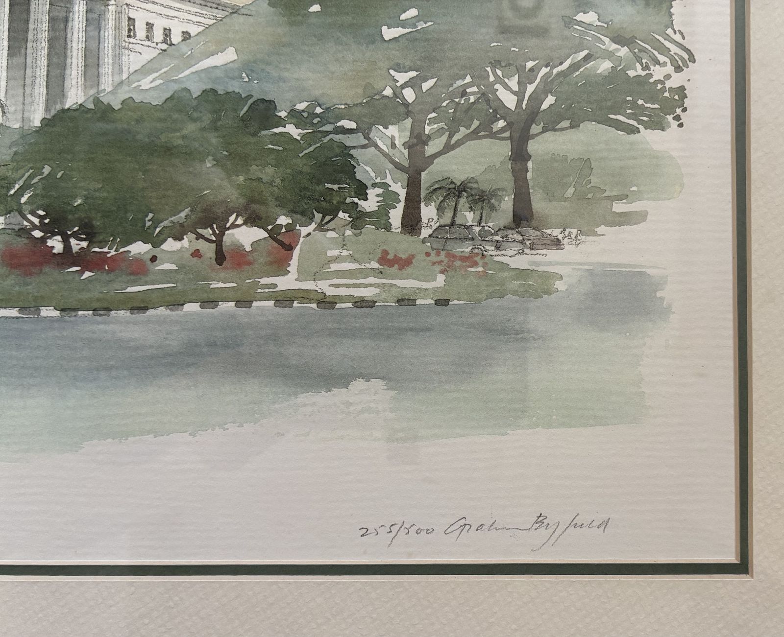 Signed Graham Byfield Architectural Lithograph, Singapore Supreme Court & City Hall, Dated 1987 photo Art
