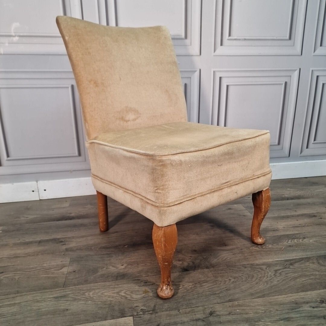 Vintage Fabric Cocktail Chair Bedroom Dressing Table Nursing Seat Retro Upcycle