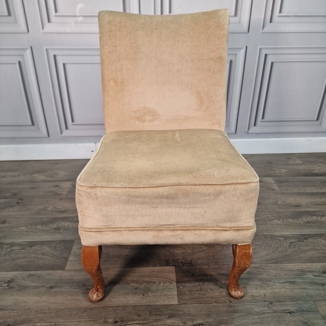 Vintage Fabric Cocktail Chair Bedroom Dressing Table Nursing Seat Retro Upcycle photo vinterior