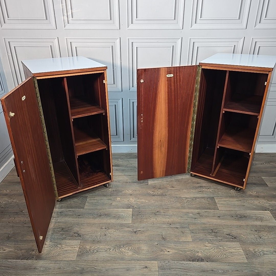 photo vintage Pair Vintage Storage Cabinets   Bryants Filing Bedside Cupboards   Castors Retro