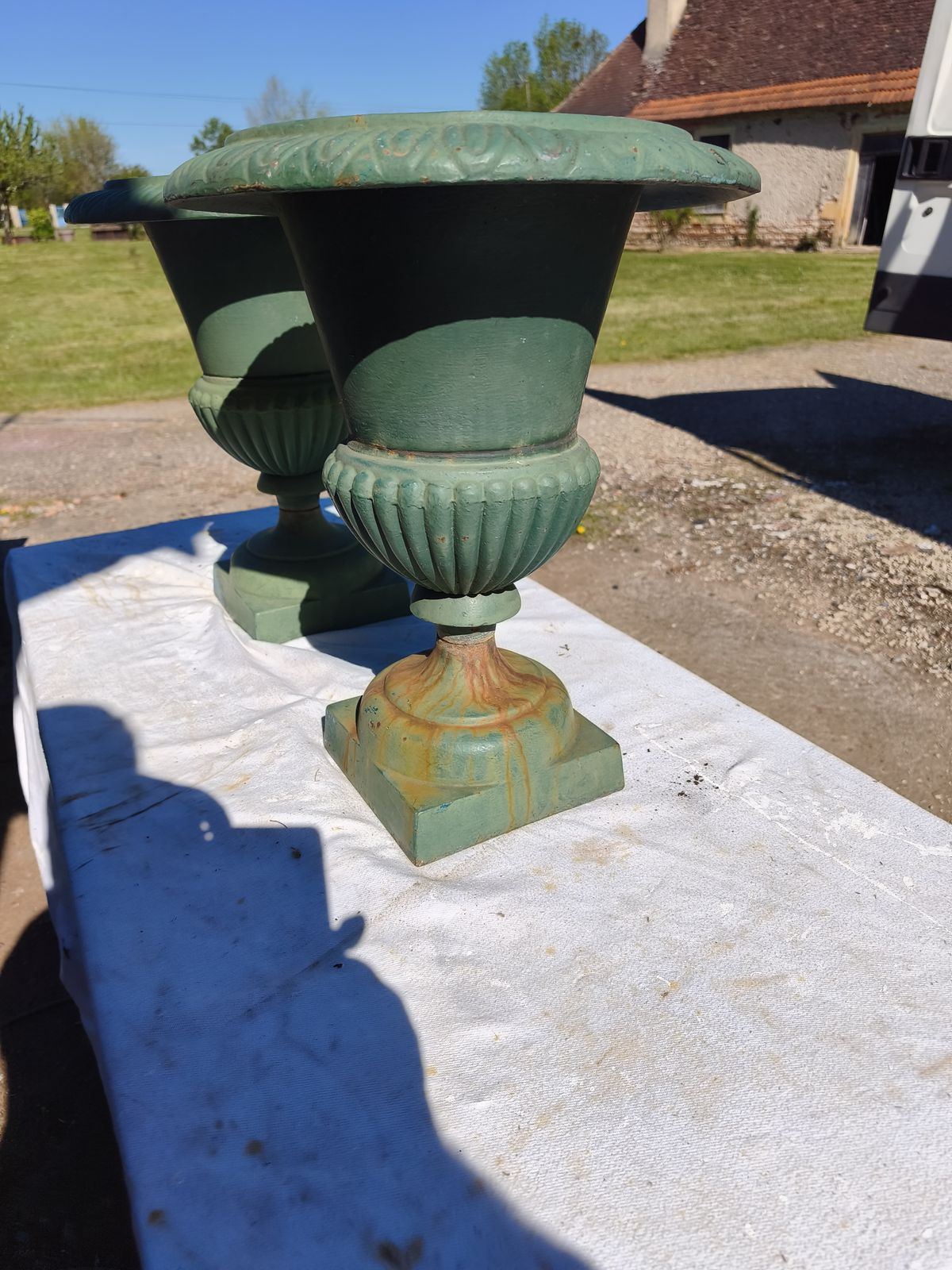 Pair Of 19th Century Cast Iron Medici Vases photo furniture