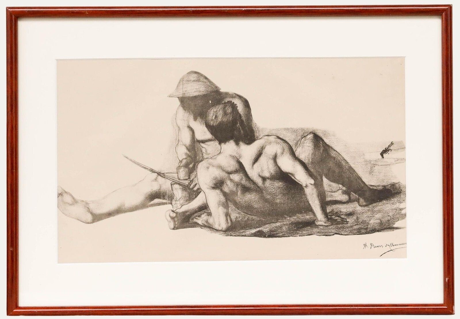 After Pierre Puvis De Chavannes (1824 1898)   Lithograph, Two Reapers Sitting