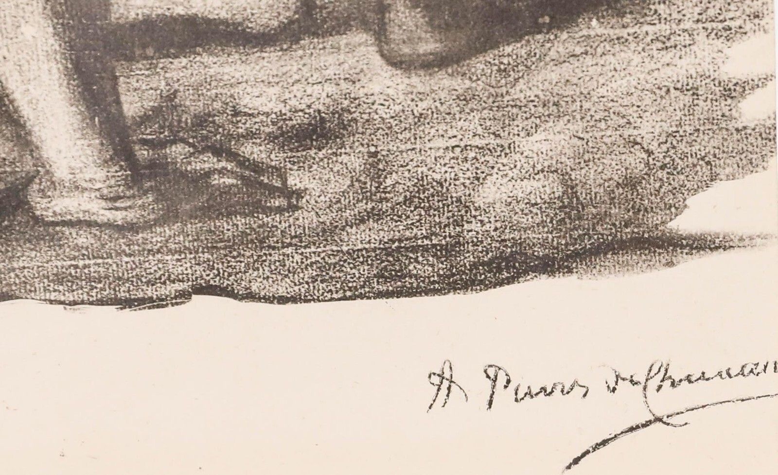 After Pierre Puvis De Chavannes (1824 1898)   Lithograph, Two Reapers Sitting photo vintage
