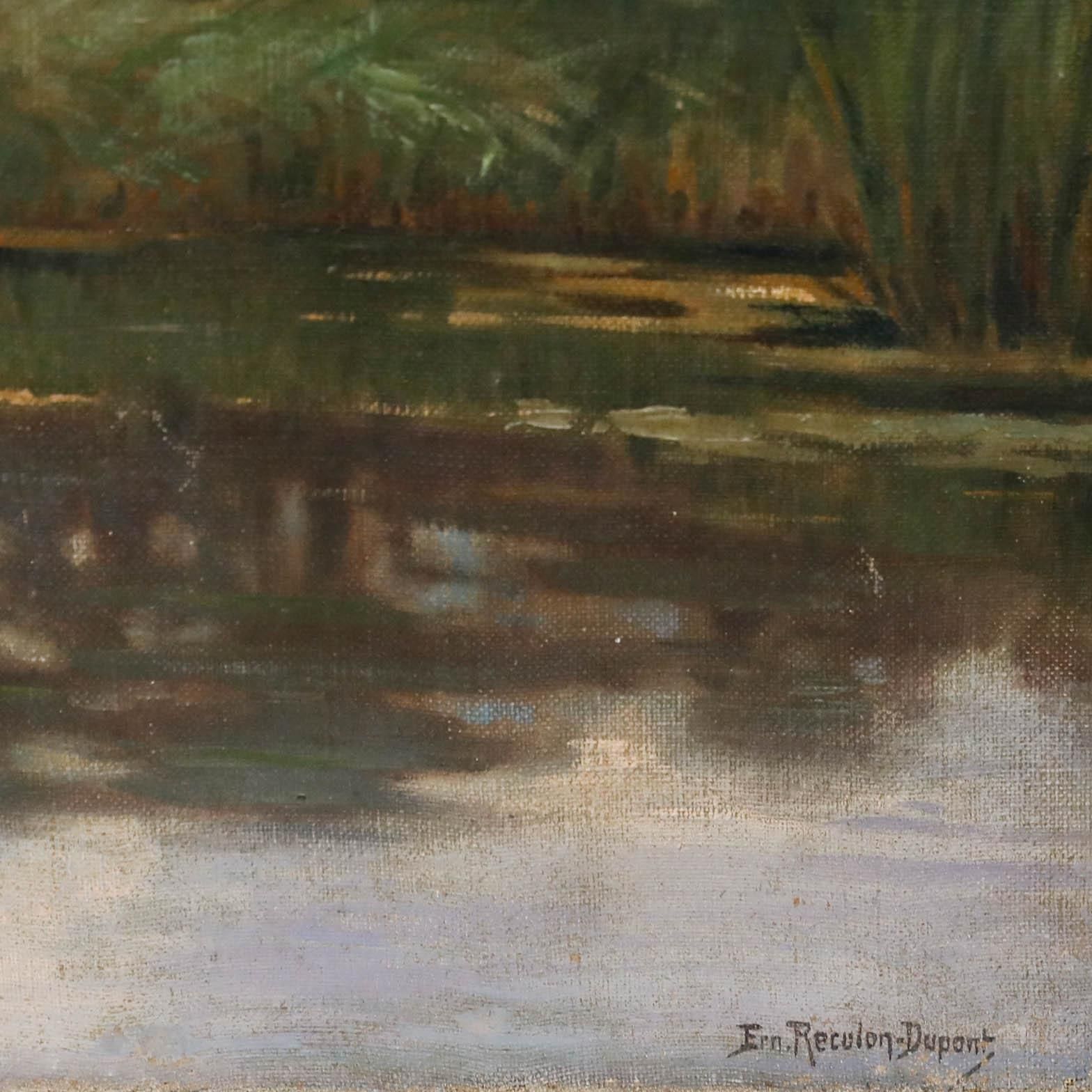 Ernest Reculon Dupont (1825 1888)   Late 19th Century Oil, Amongst The Reeds photo vinterior