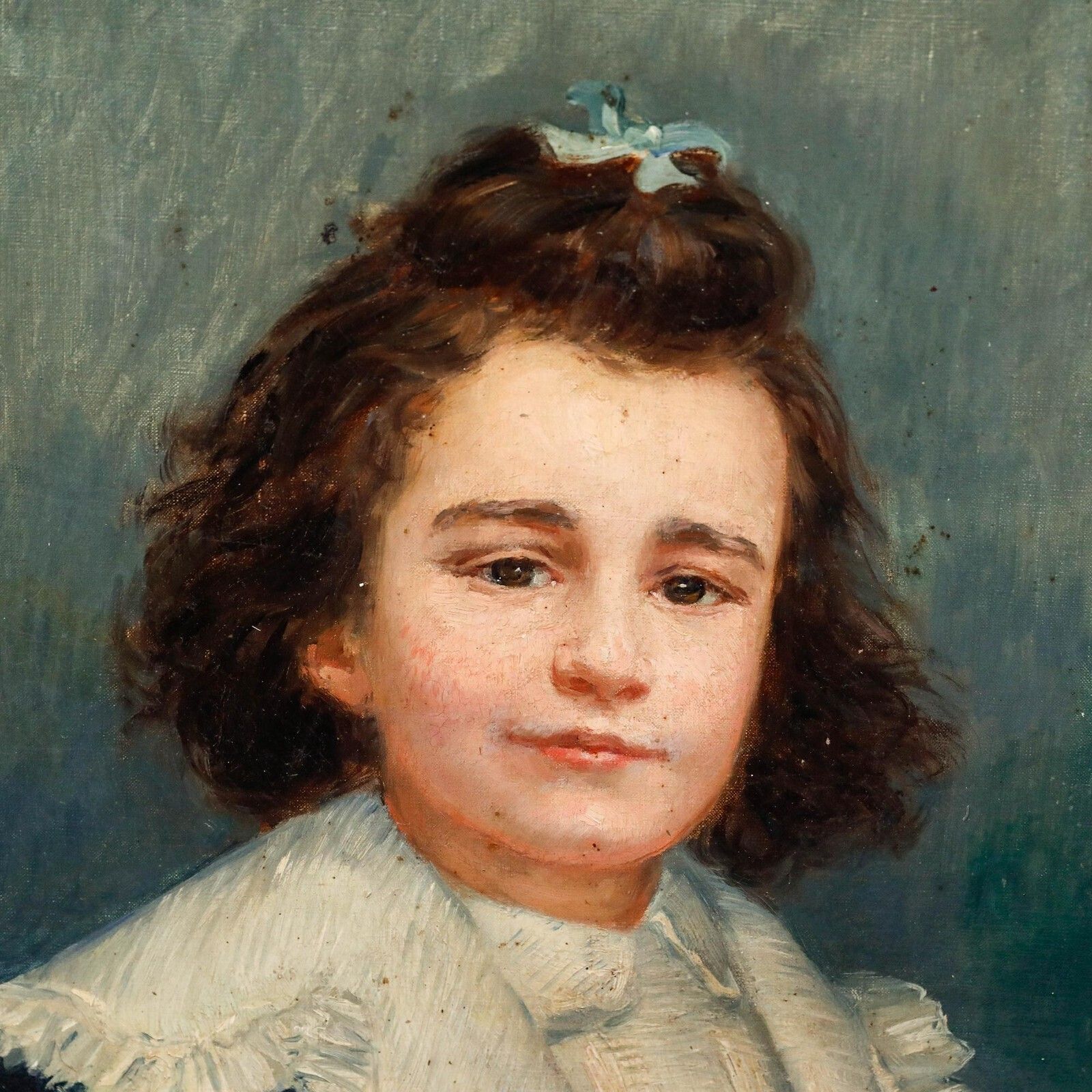 Victorian Late 19th Century Oil   Portrait Of A Little Girl photo vinterior