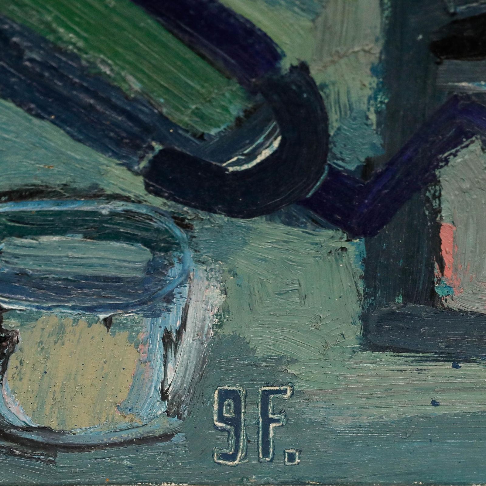 Gunnar Funck (1913 1975)   Mid 20th Century Oil, Ash, Tools & Bottles photo vintage