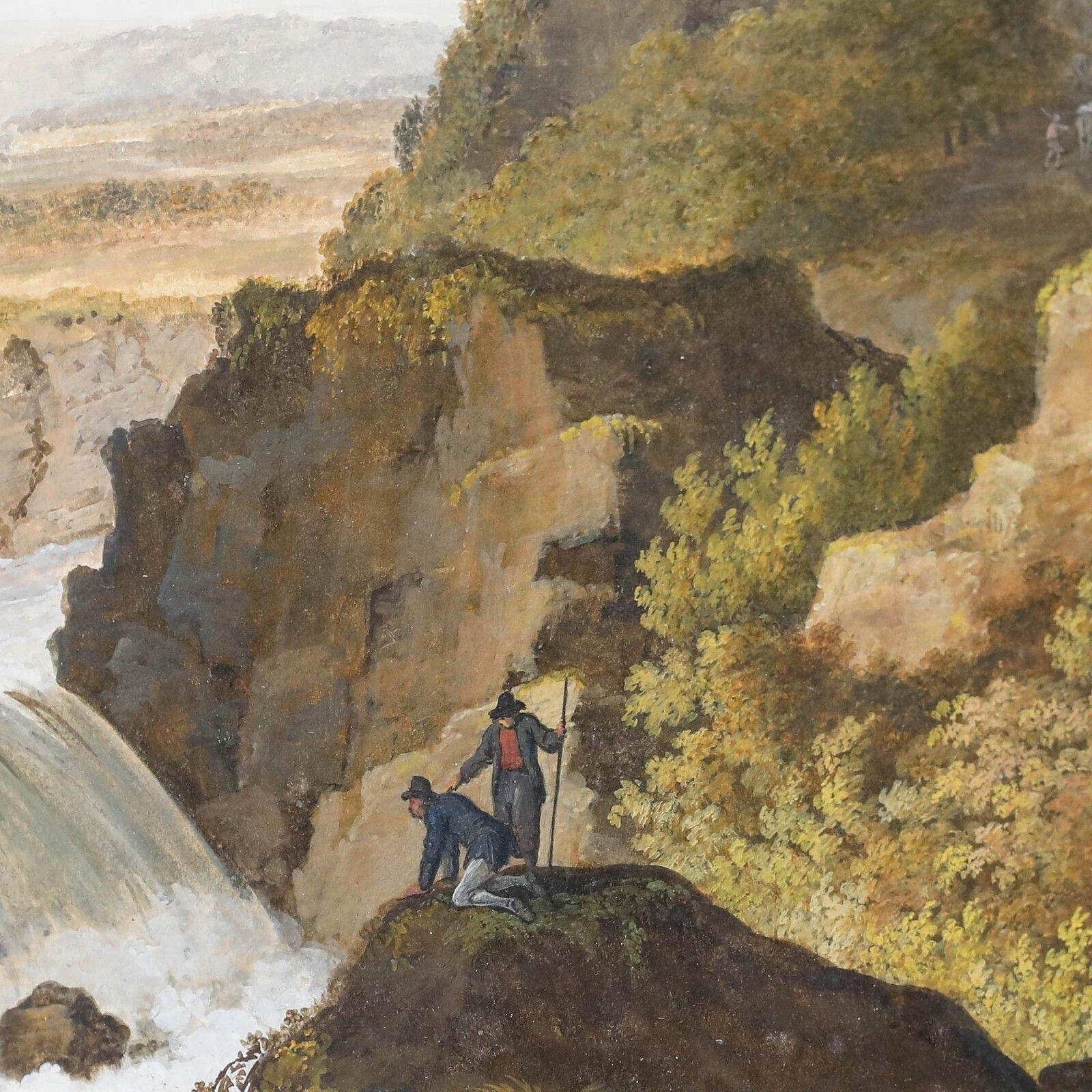 W.G. Van Ulsen (1762 1830)   Watercolour, Figures Before A Gushing Waterfall photo 350.0