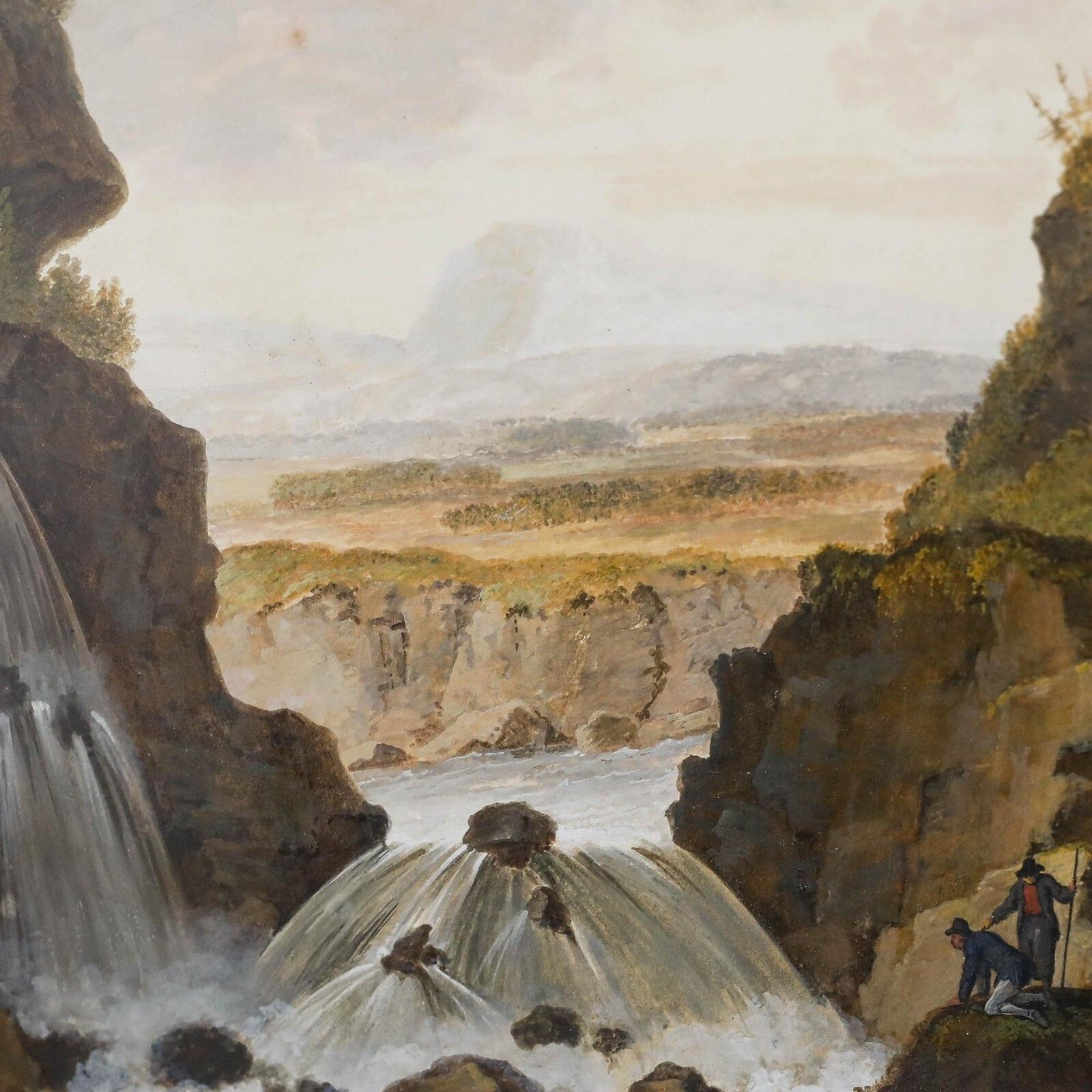 W.G. Van Ulsen (1762 1830)   Watercolour, Figures Before A Gushing Waterfall photo vintage