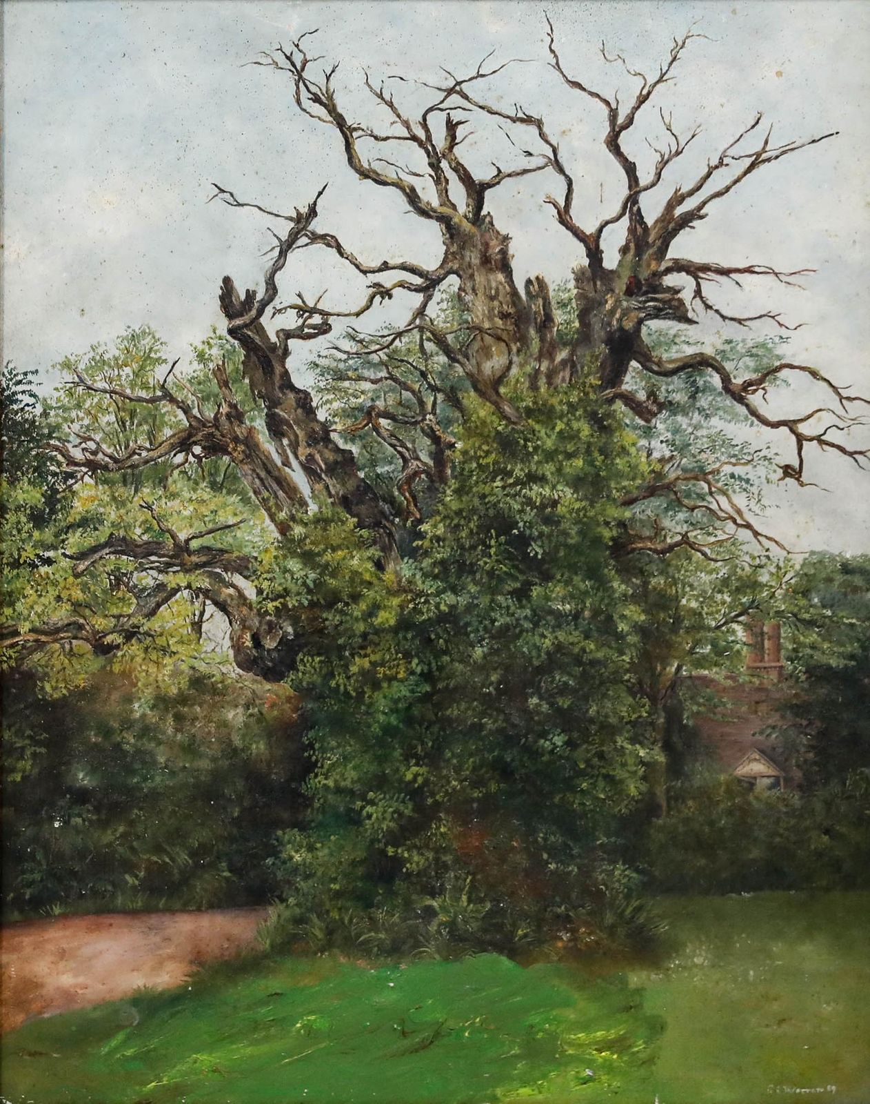 G. Warren   Framed 20th Century Oil, The Forgotten Oak. photo furniture