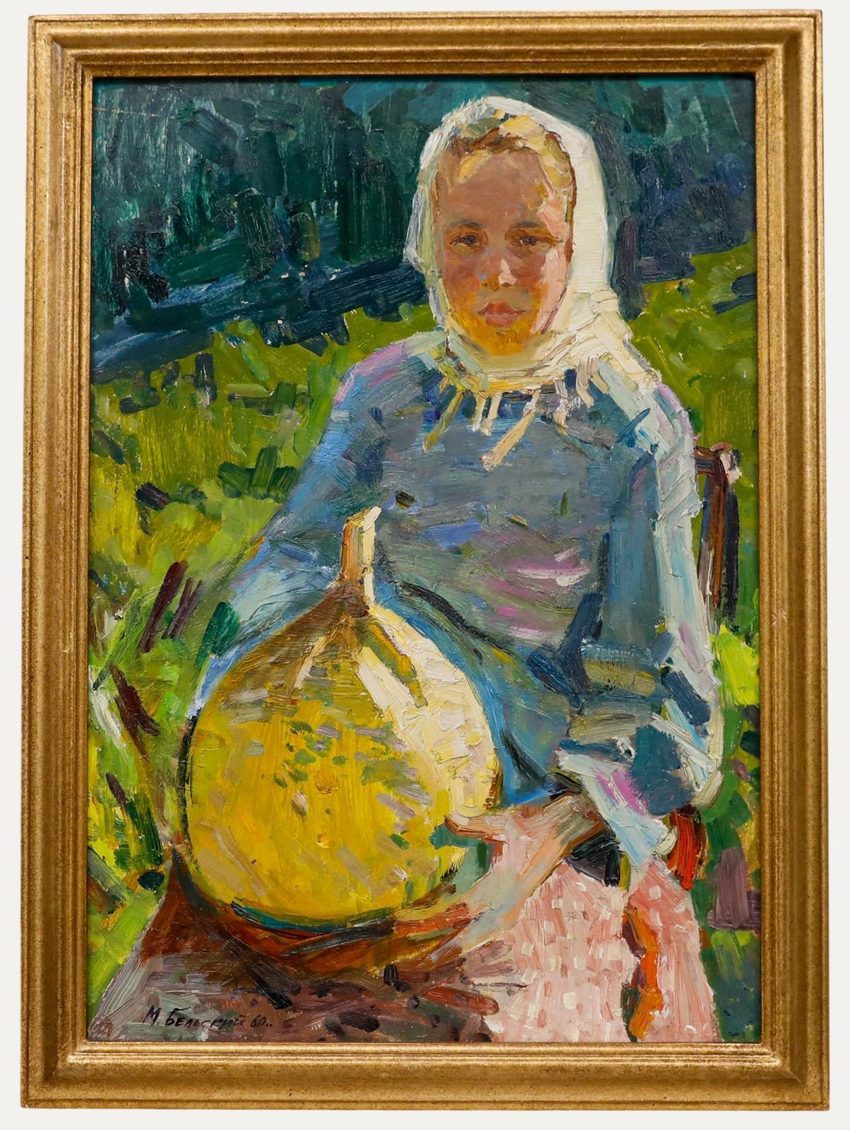 Mikhail Gavrilovich Belsky (1922 1994)   1960 Oil, Girl With Yellow Gourd.