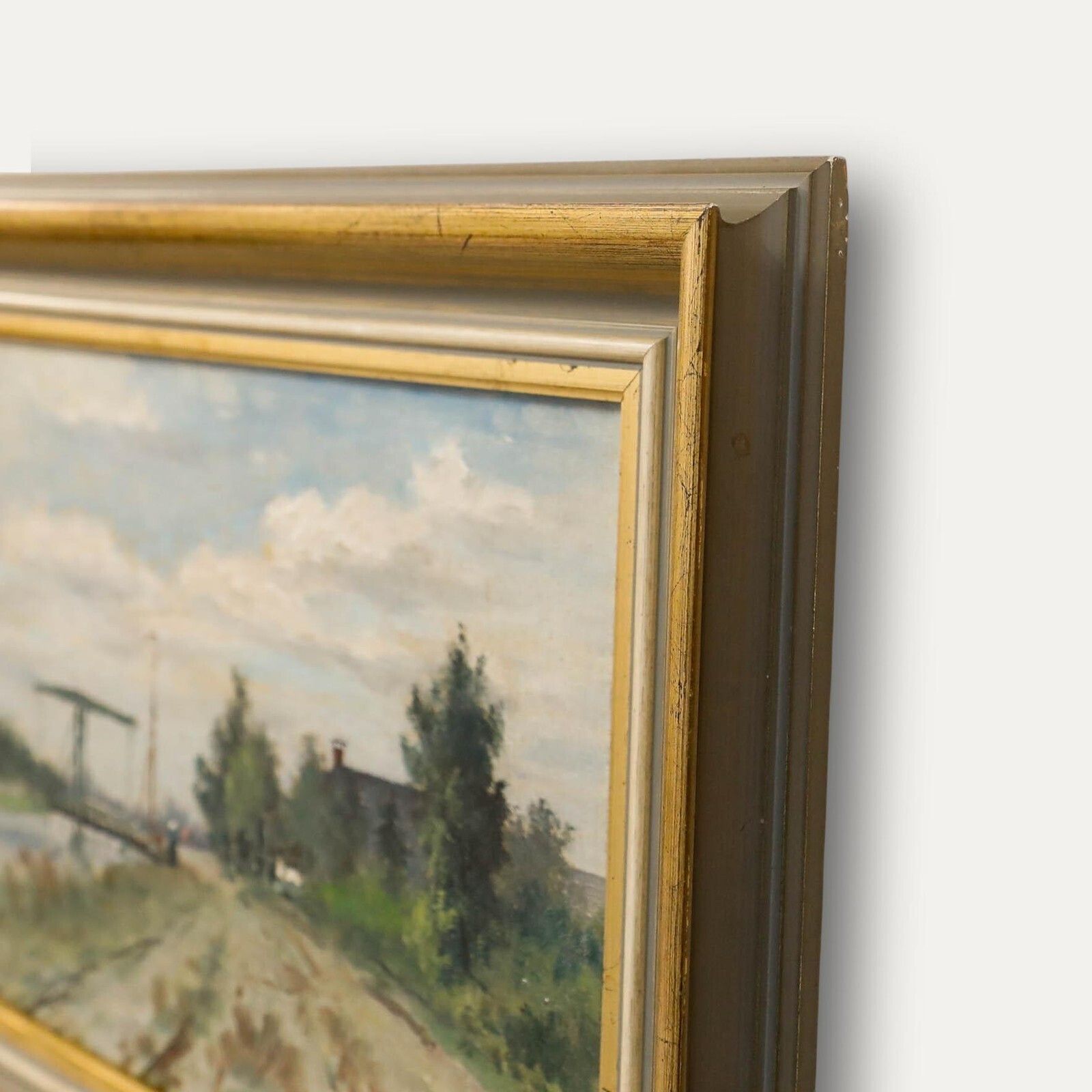 Jan Herman Coster (1846 1920)   Framed Oil, Dutch Landscape With A Drawbridge photo 295.0