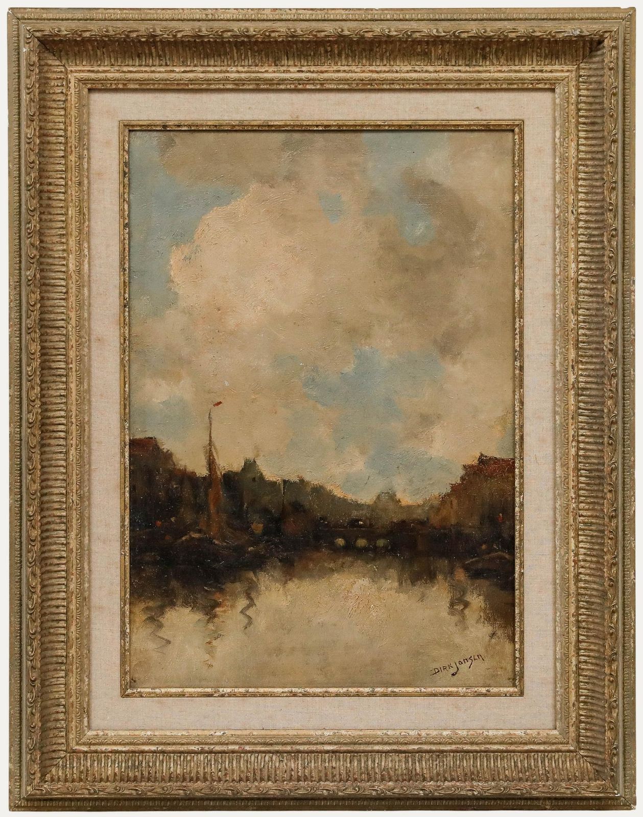 Dirk Jansen (1878 1952)   Early 20th Century Oil, Dutch Quay
