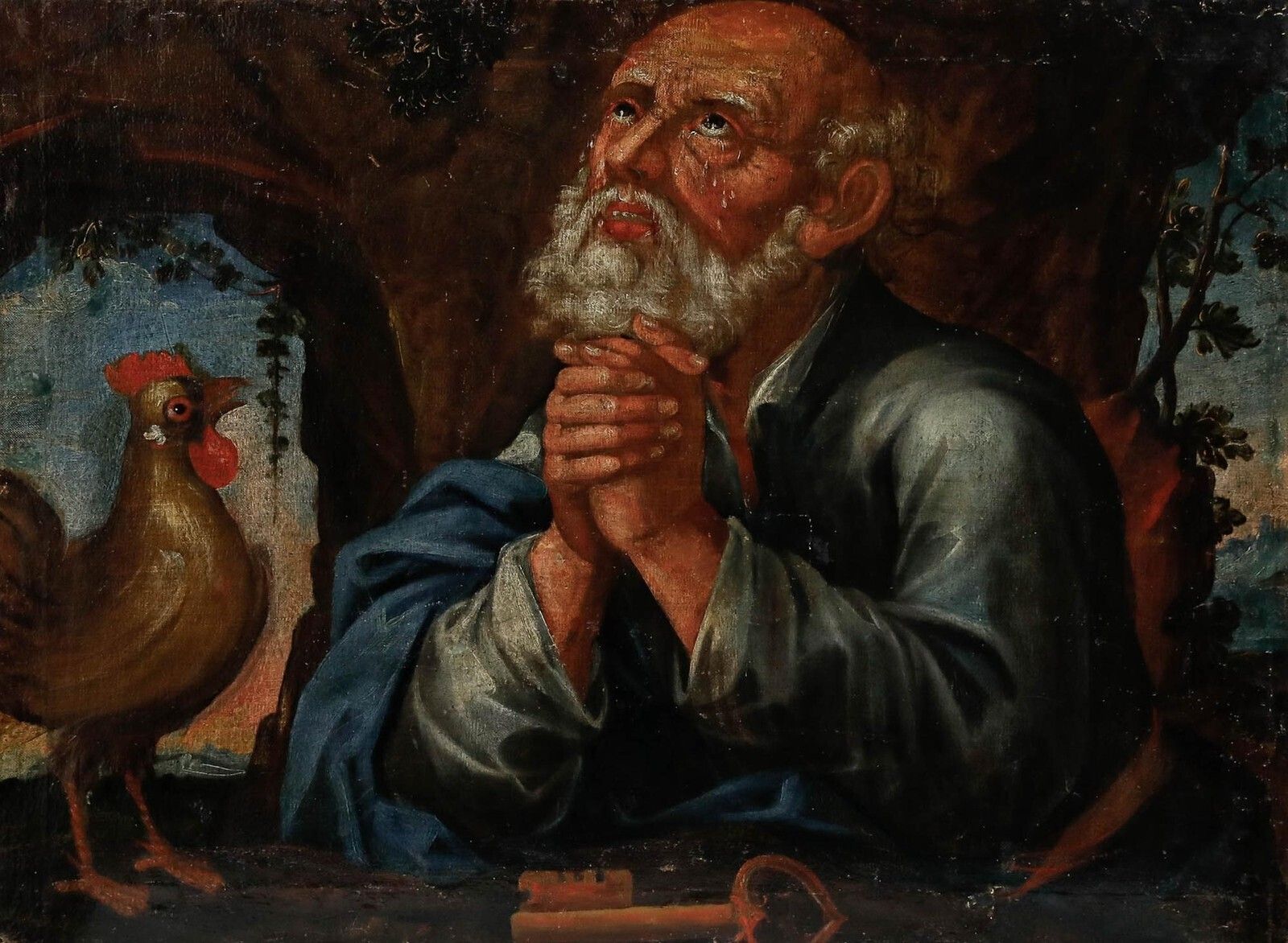 18th Century Oil   The Penitent Saint Peter photo furniture