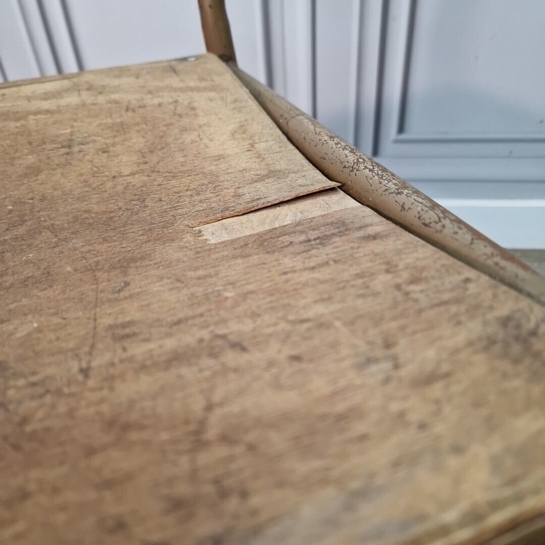 Furniture Vintage Industrial Chair   Single Tubular Metal & Plywood Office Desk Seat photo