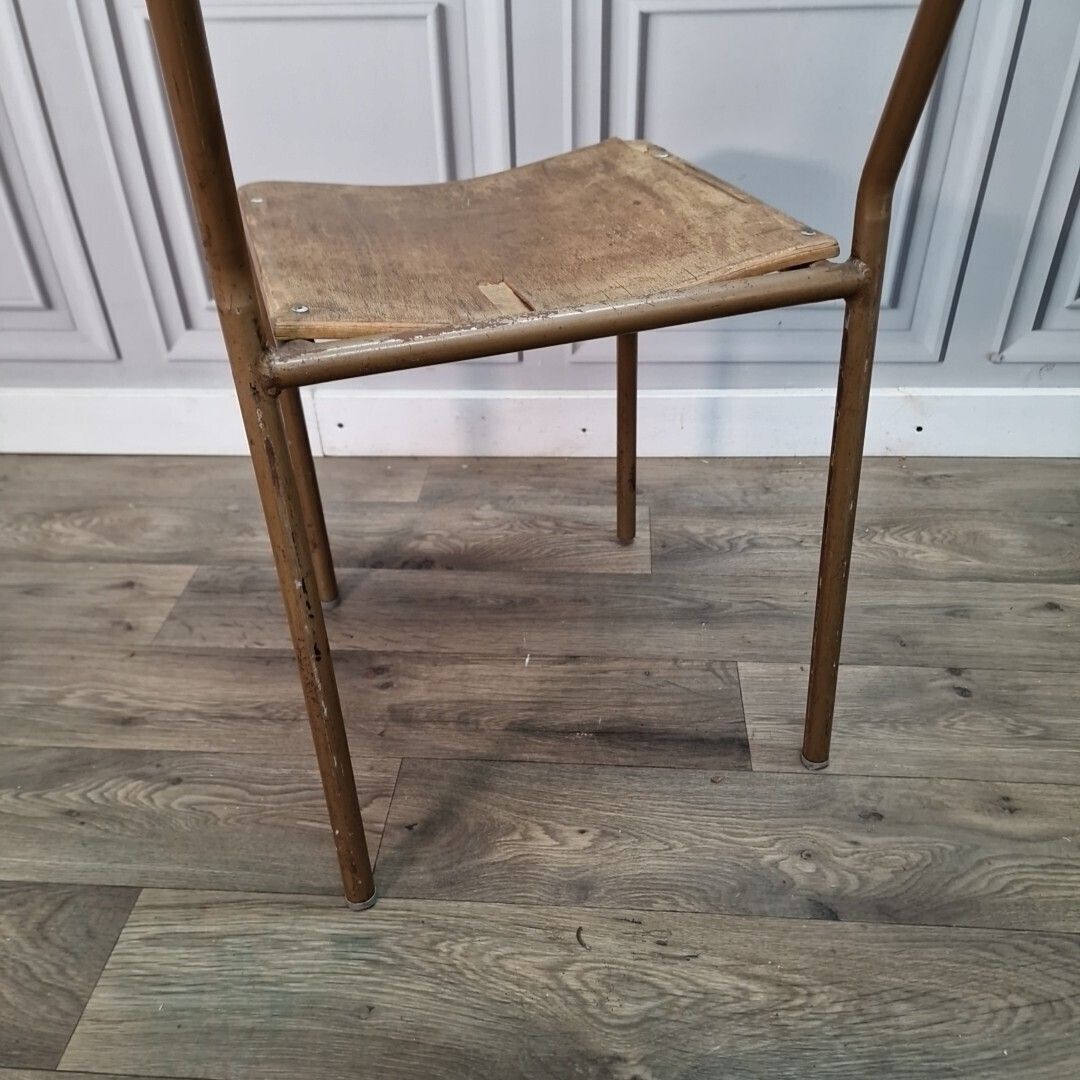 photo buy Vintage Industrial Chair   Single Tubular Metal & Plywood Office Desk Seat
