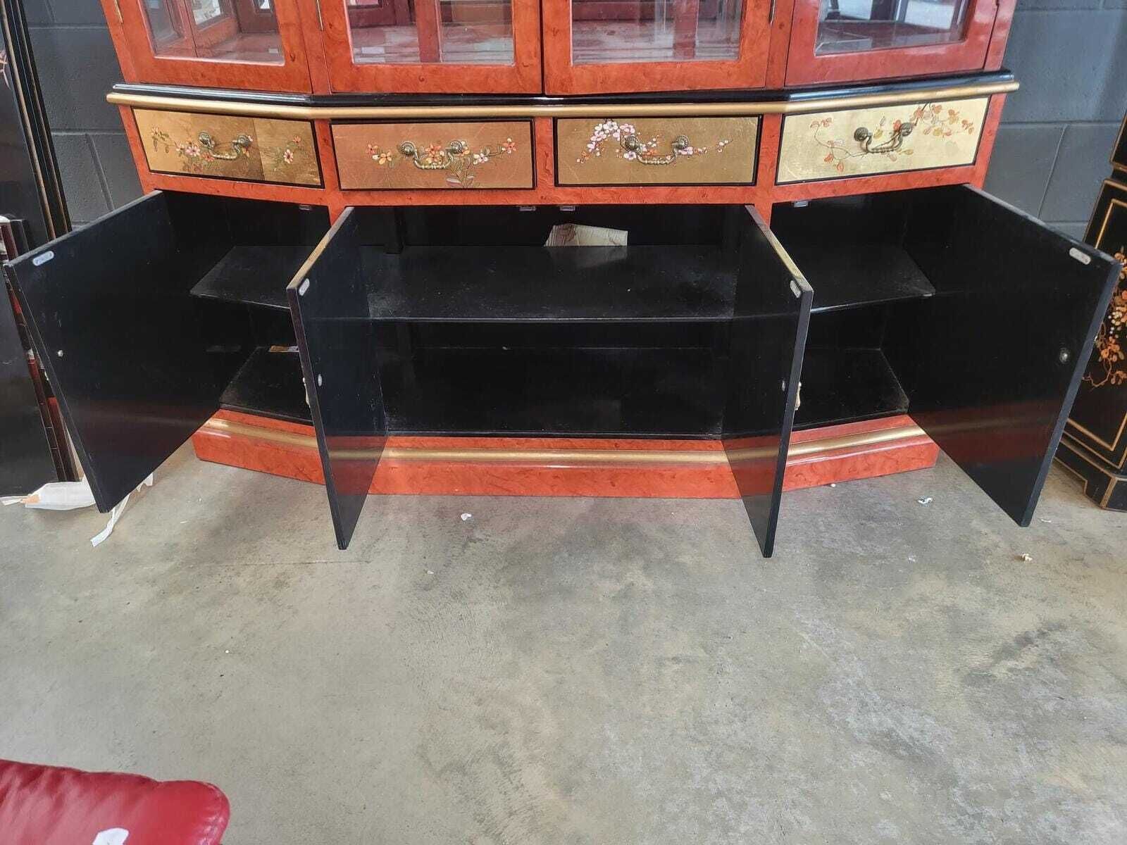 Chinese Ornate Glazed Curved Bookcase Display Cabinet Drawers photo 510.0