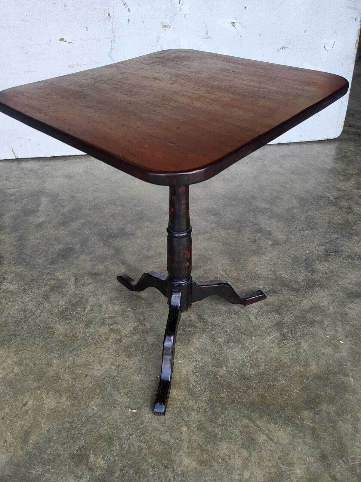 Antique Victorian Square Tripod Side End Lamp Occasional Table photo vinterior