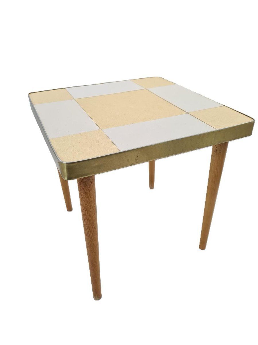 Small Mid Century Modern Coffee Table With Ceramic Top, 1960s 1970s