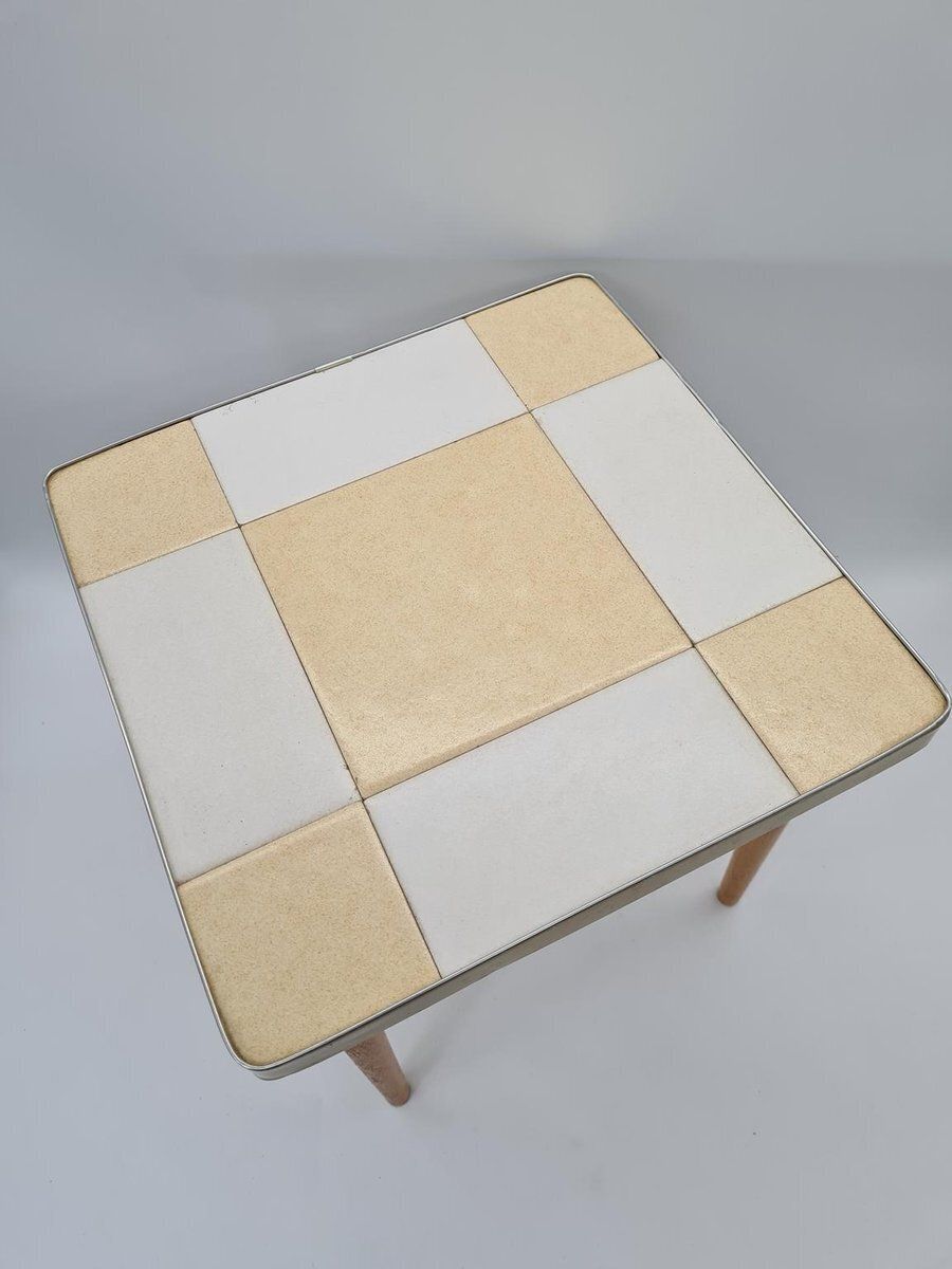 Small Mid Century Modern Coffee Table With Ceramic Top, 1960s 1970s photo for sale