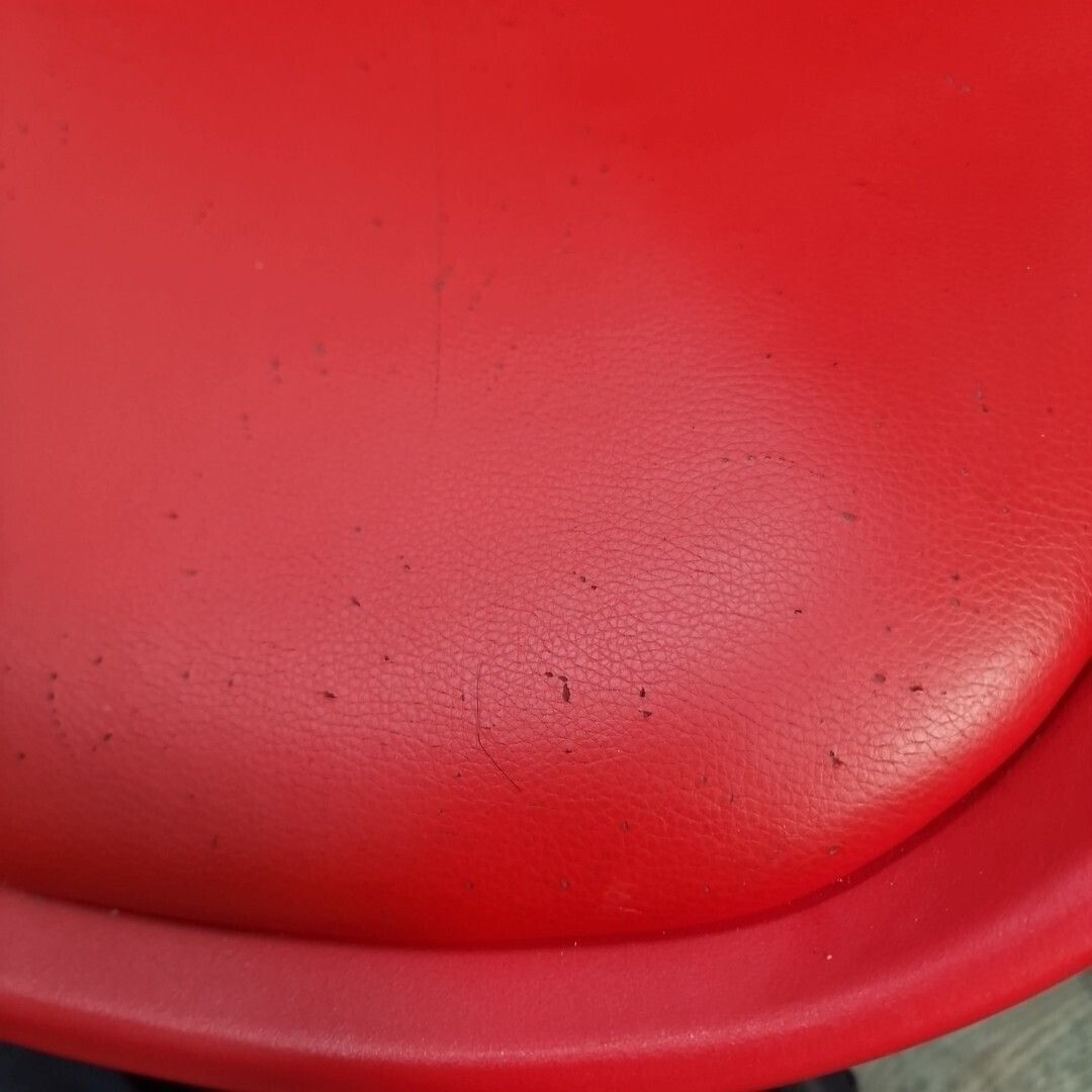photo vintage Pair Dining Chairs Retro Red Faux Leather   Mid Century Modern Contemporary