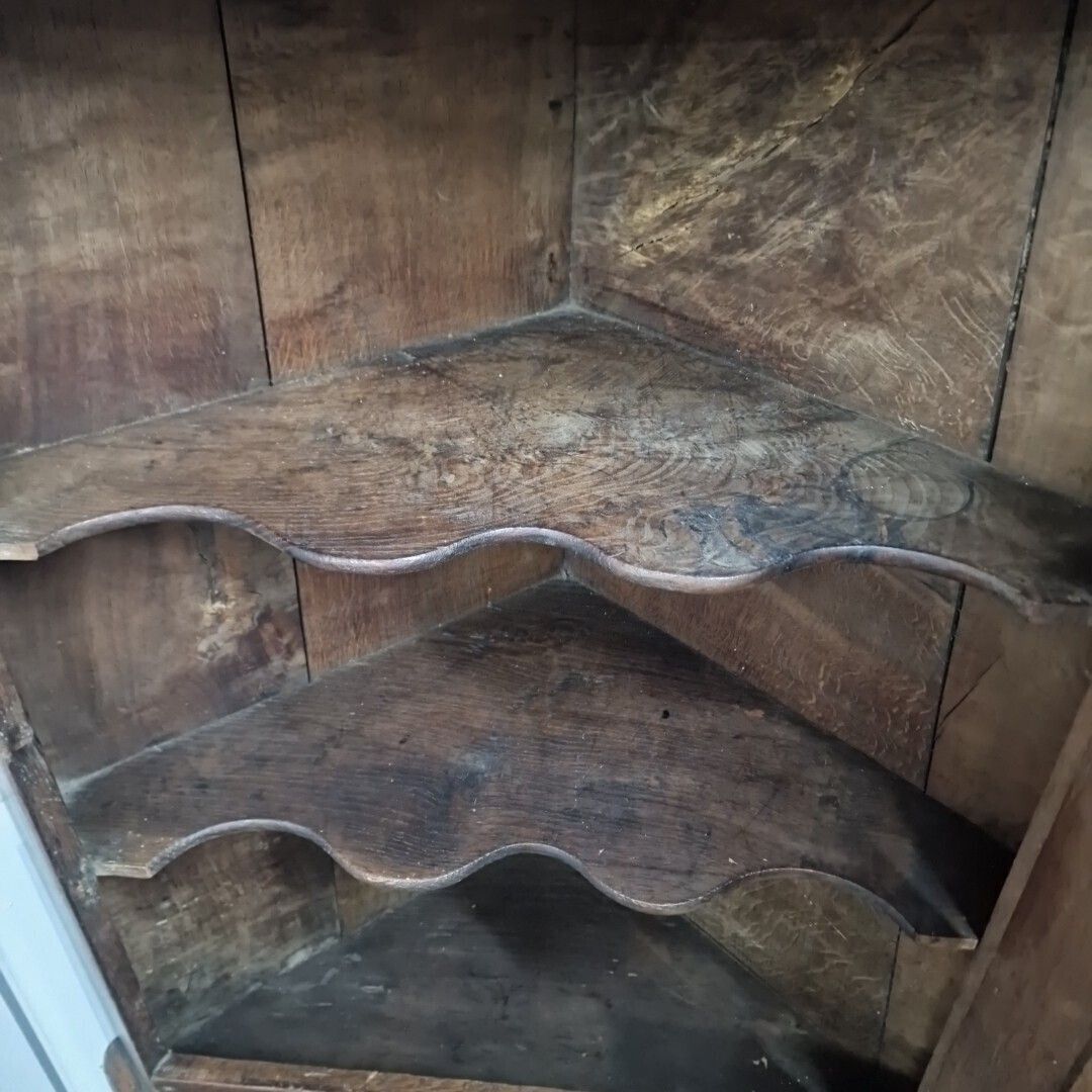 photo buy Antique Oak Corner Cabinet Georgian Single Arch Door Hanging Cupboard