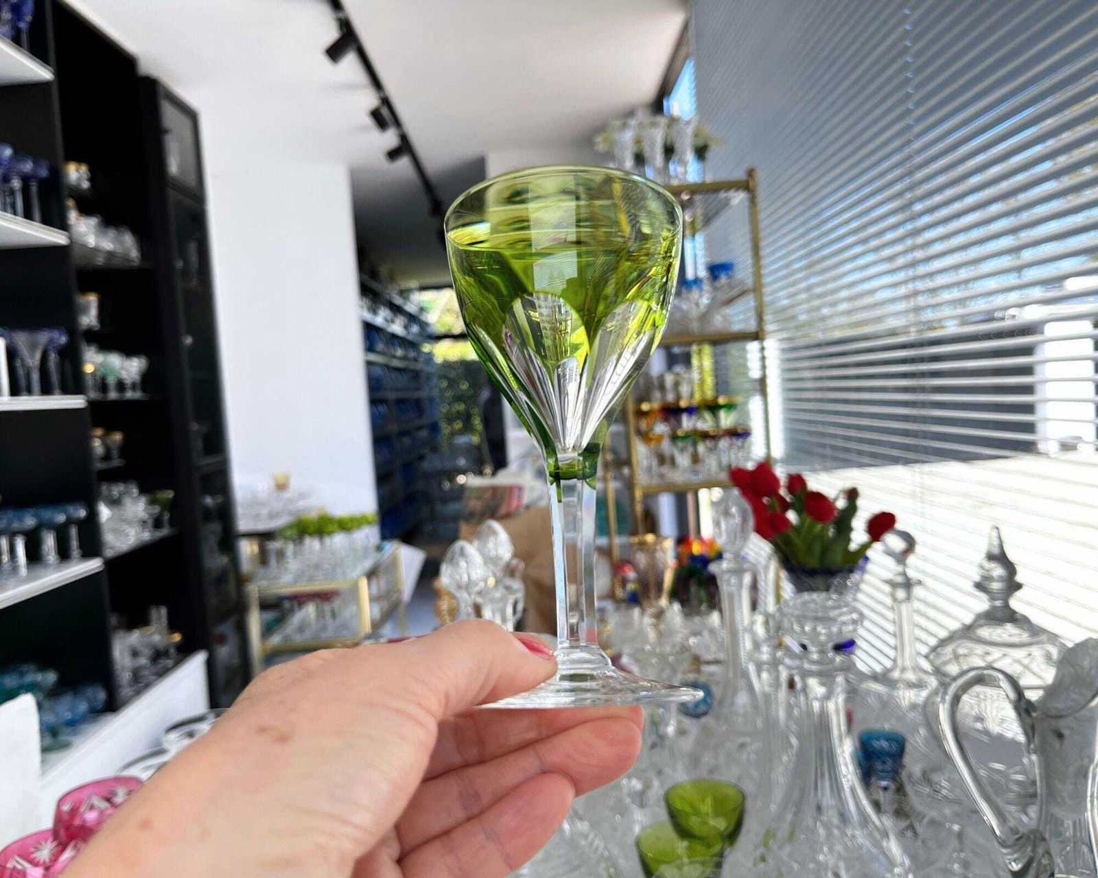 Val Saint Lambert | 6 Stuks | Groene Wijnglazen | Legagnieux photo furniture