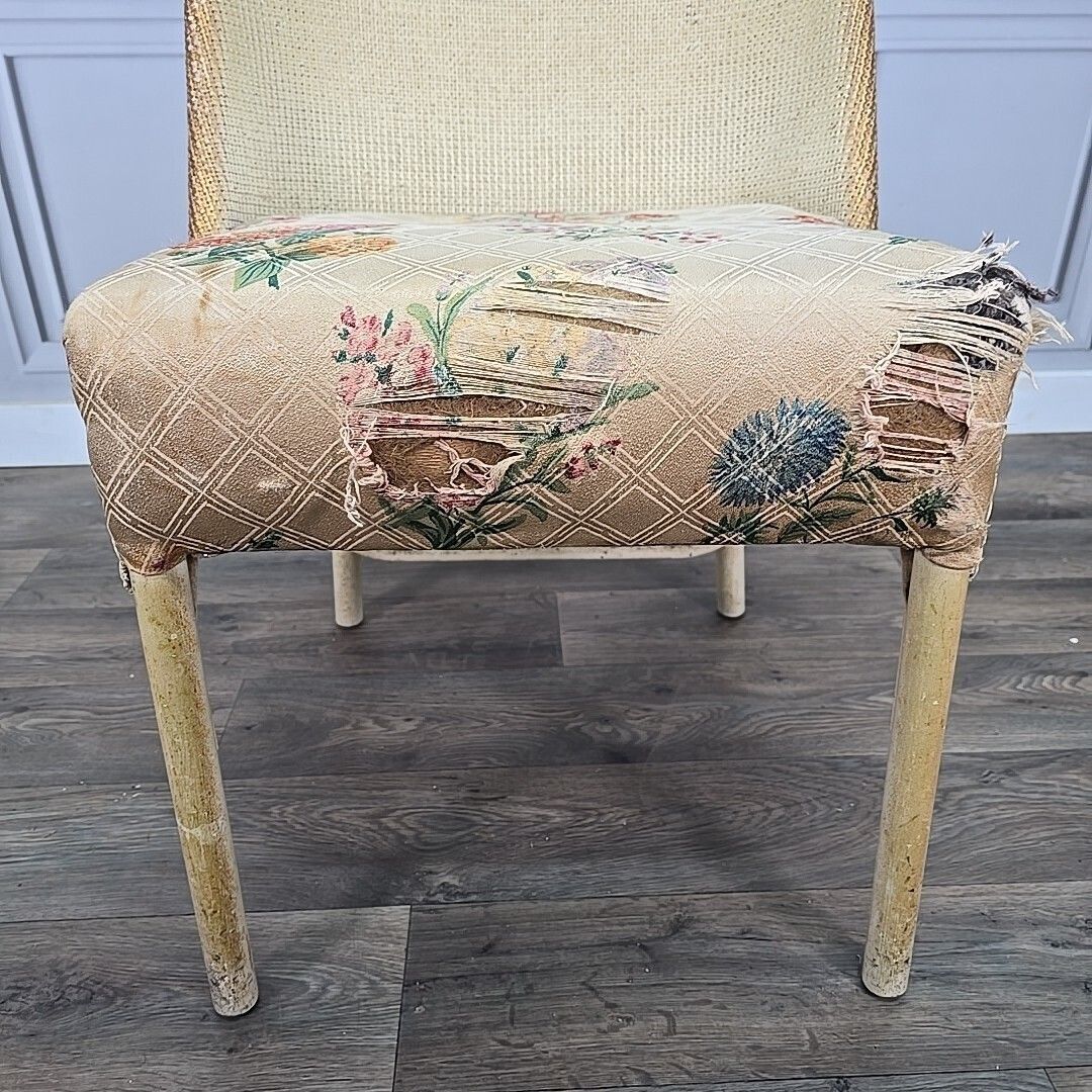 Vintage Tub Chair Mid Century Rattan Loom Cane Bentwood Wicker Arm Seat Project photo vinterior