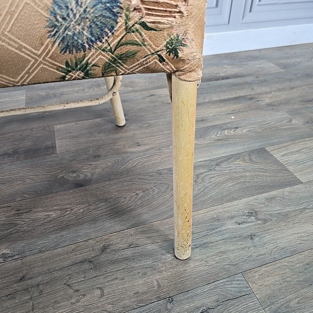 52.0 Vintage Tub Chair Mid Century Rattan Loom Cane Bentwood Wicker Arm Seat Project photo