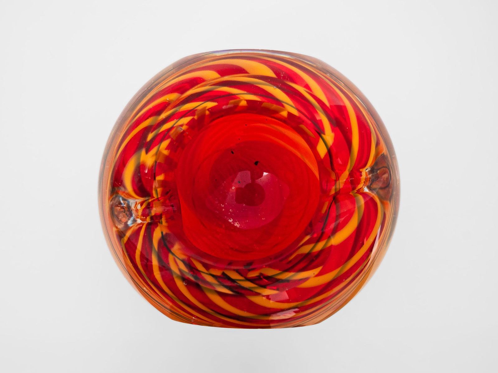 photo furniture Red Yellow Striped Murano Glass Dish – Mid Century Ashtray Home Decor