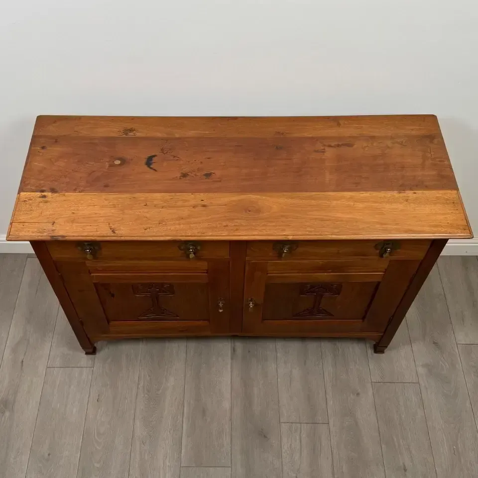 Antique 20th Century Art Nouveau Style Sideboard In Walnut photo vintage