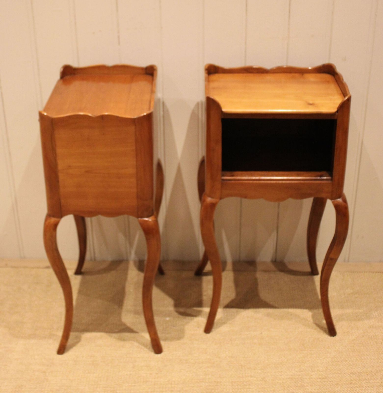 495.0 Pair Of French Cherry Wood Bedside Cabinets photo