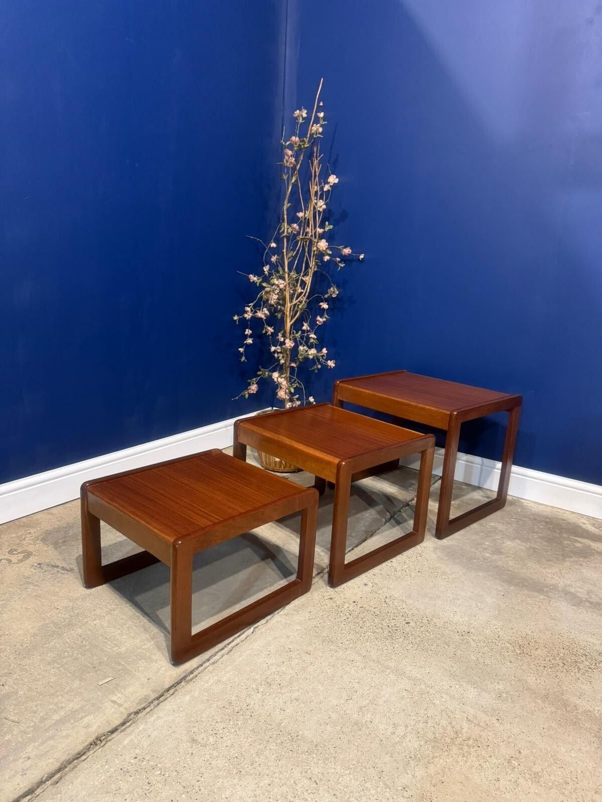 Vintage Sunelm Nest Of Tables Teak Nesting Tables Set Of 3 Mid Century Modern. photo for sale