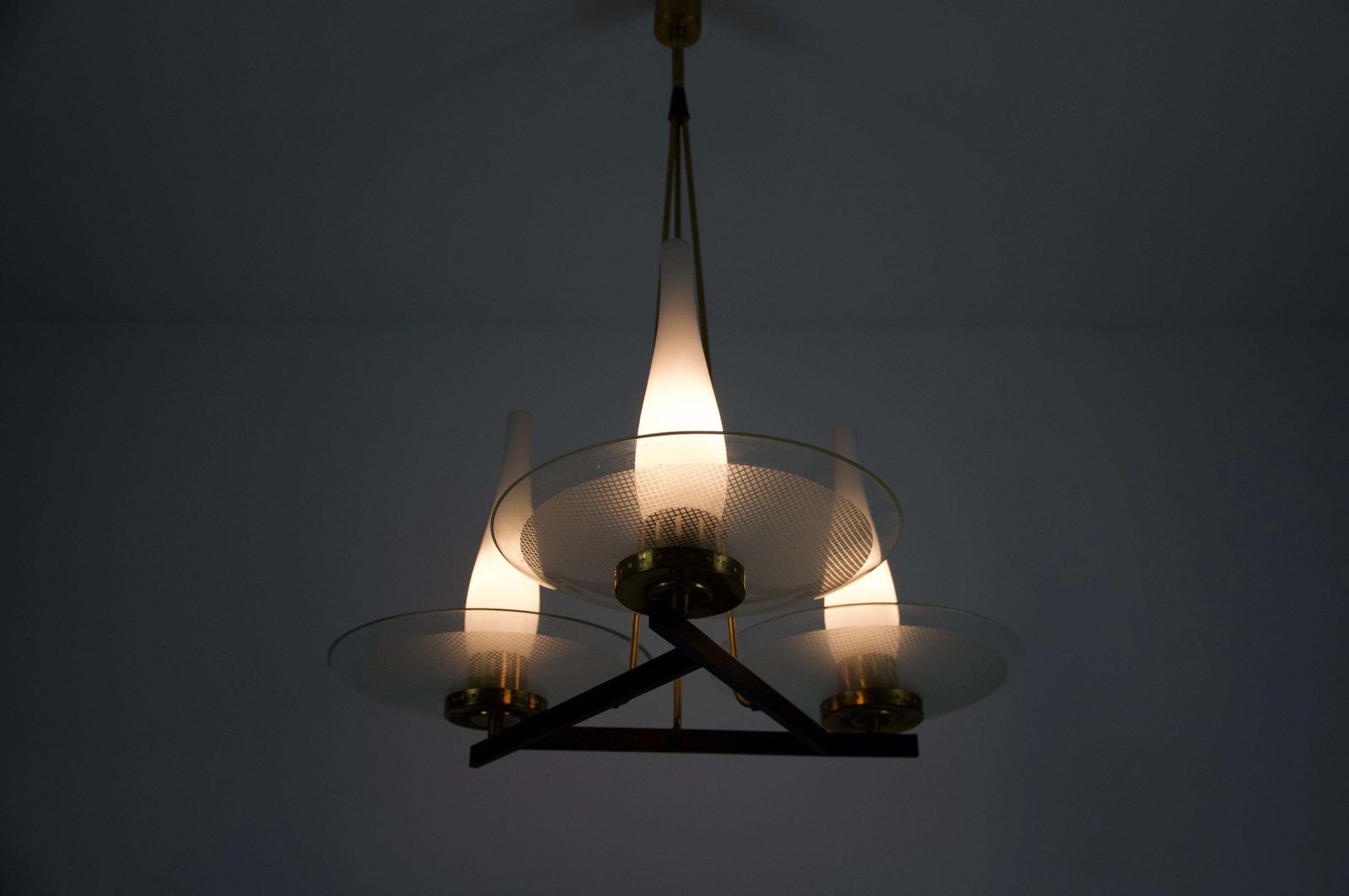Exceptional Brass And Glass Chandelier By Stilnovo, 1960s, Italy photo 2177.0