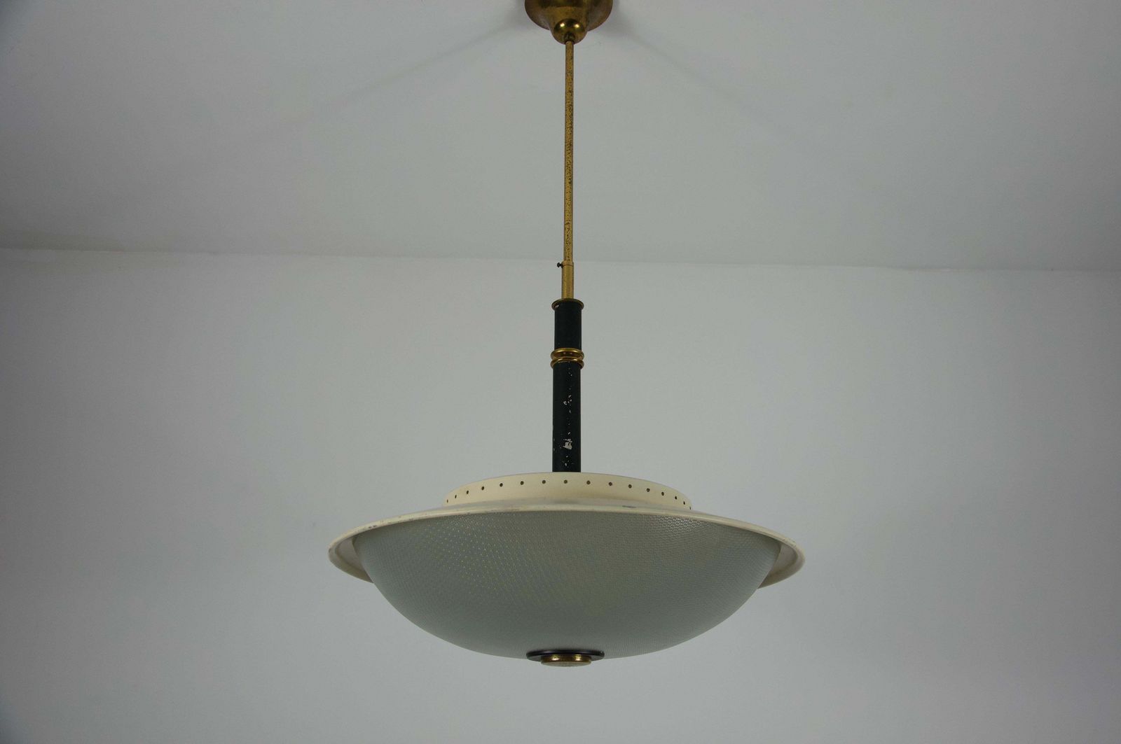 Mid Century Brass And Glass Ceiling Lamp By Stilnovo, Italy, 1960s photo furniture