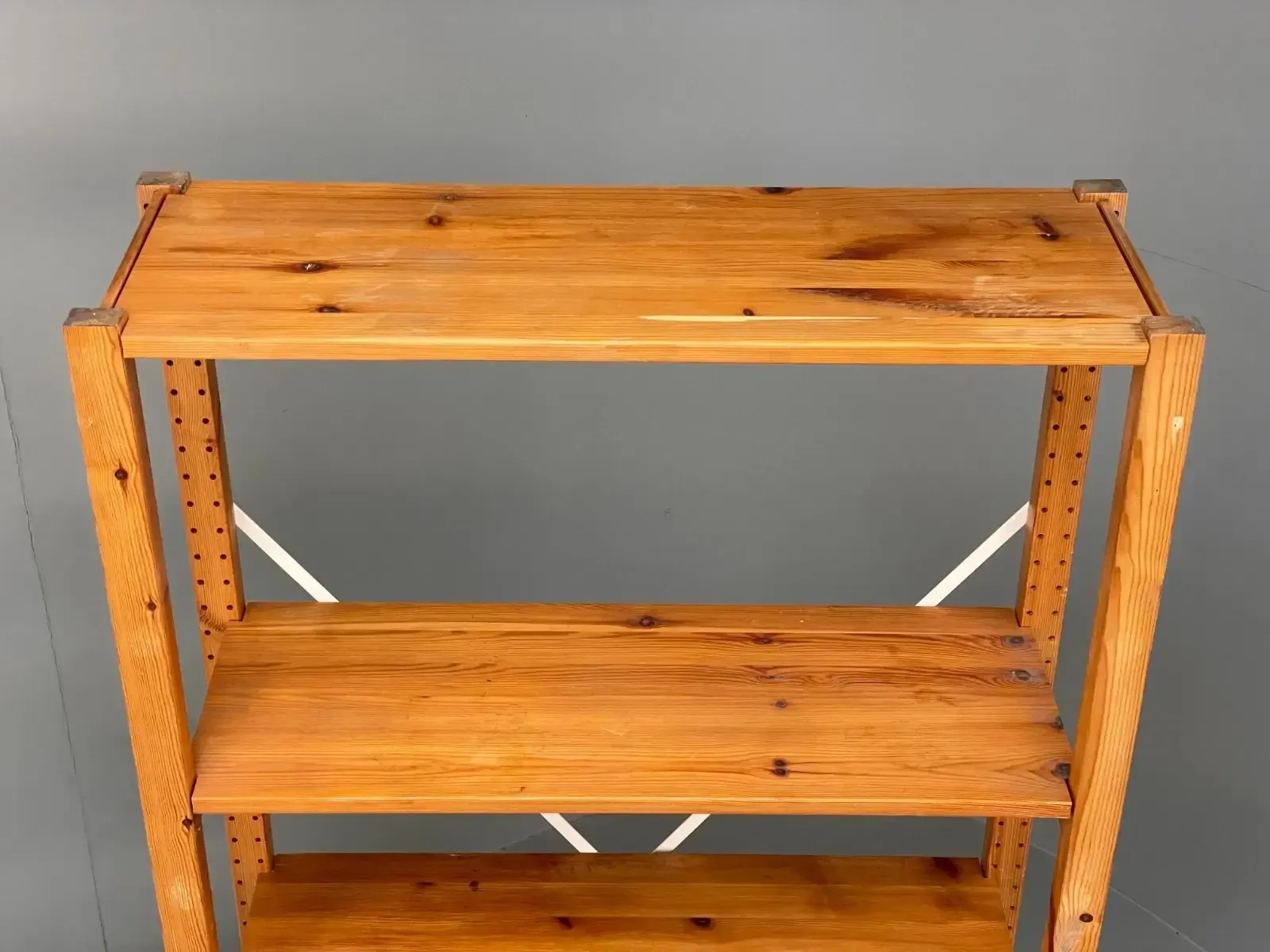 Pine Open Shelving Unit Adjustable Retro Scandi Solid photo vinterior