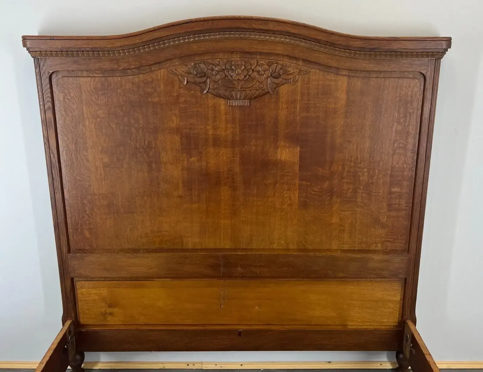Bed Antique French Style Oak Double Bed Frame Carved Headboard Lot 2762 photo buy