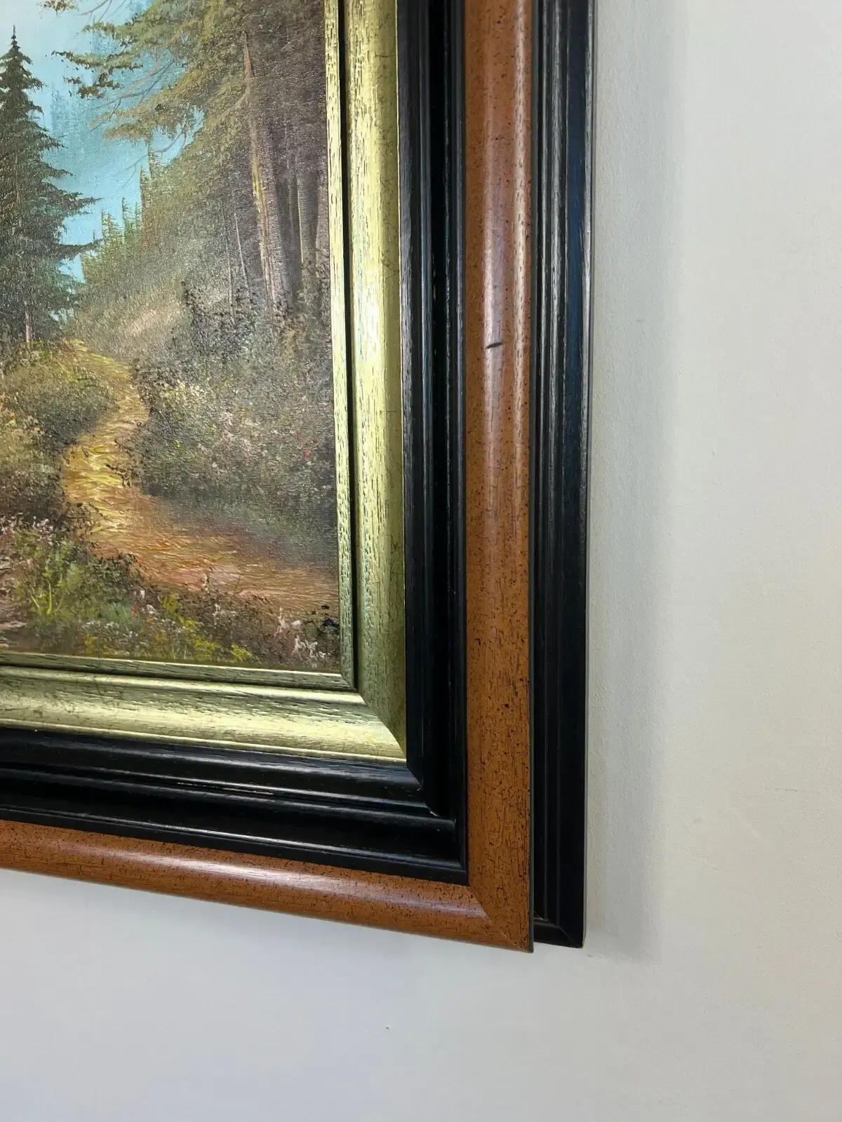 Painting Vintage Oil Painting Framed Lake Mountains Scene 73cm X 83cm Lot 5052 photo Art