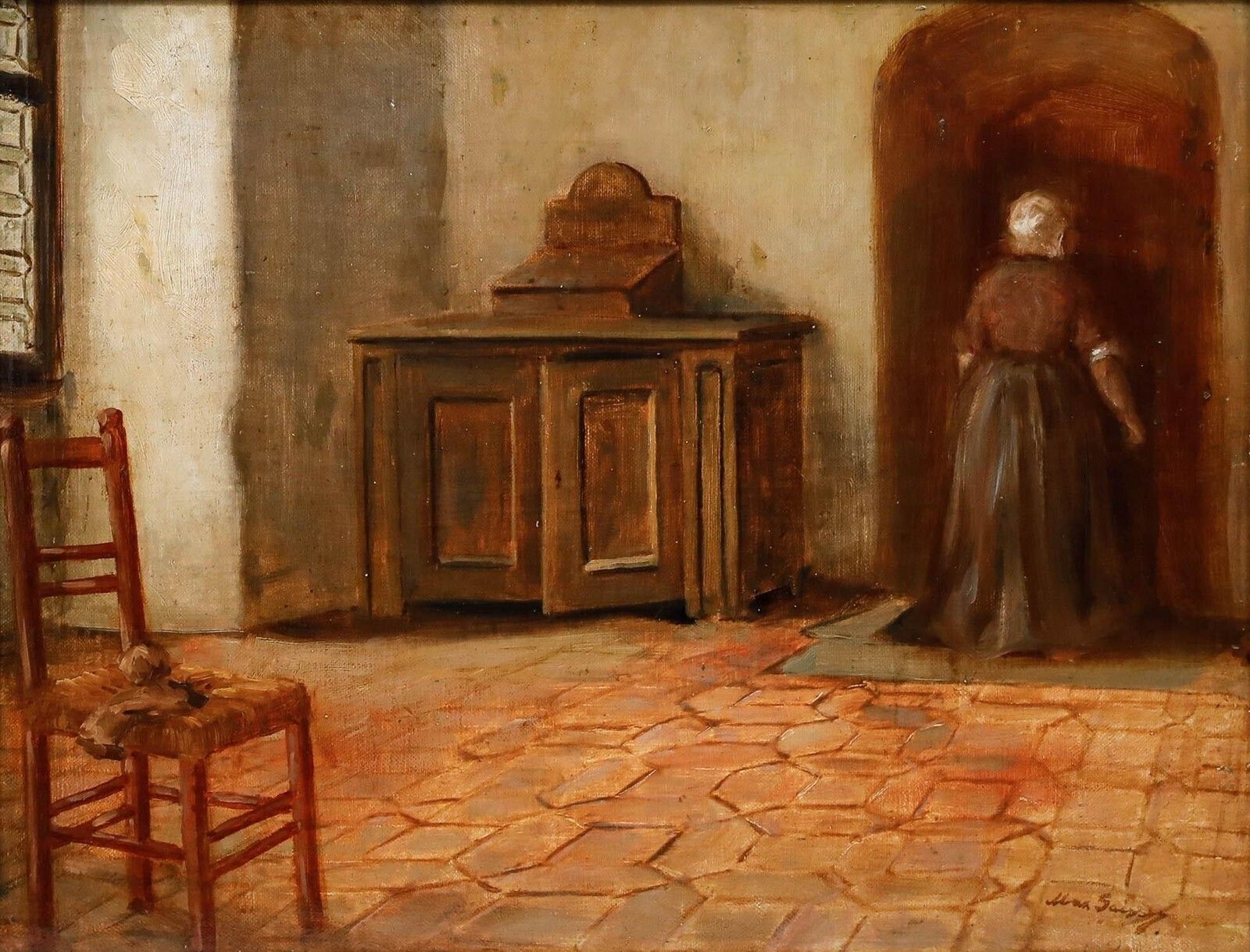 Max Gaisser (1857 1922)   19th Century Oil, Quiet Interior photo furniture