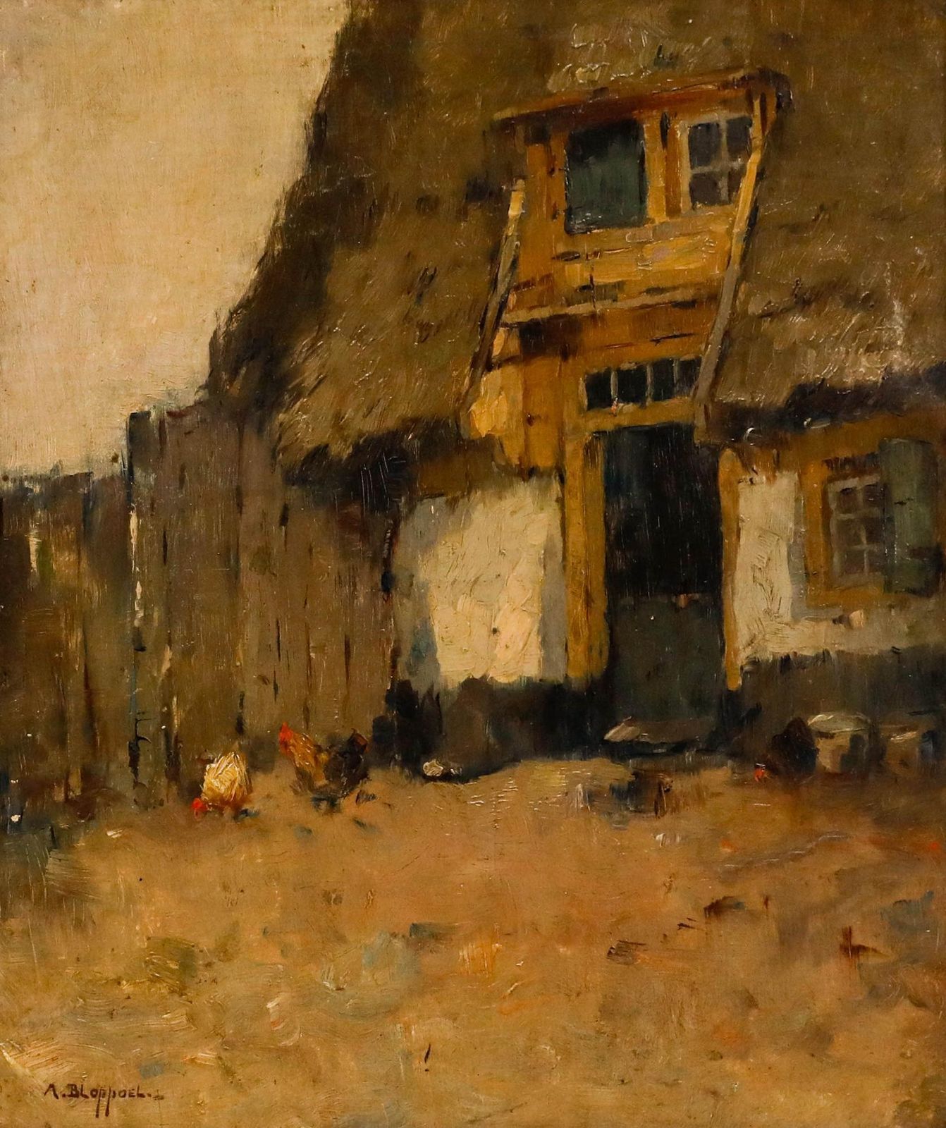 Anthony Bram Van Bloppoel (1879 1971)   Oil, Chickens In A Farmyard photo for sale