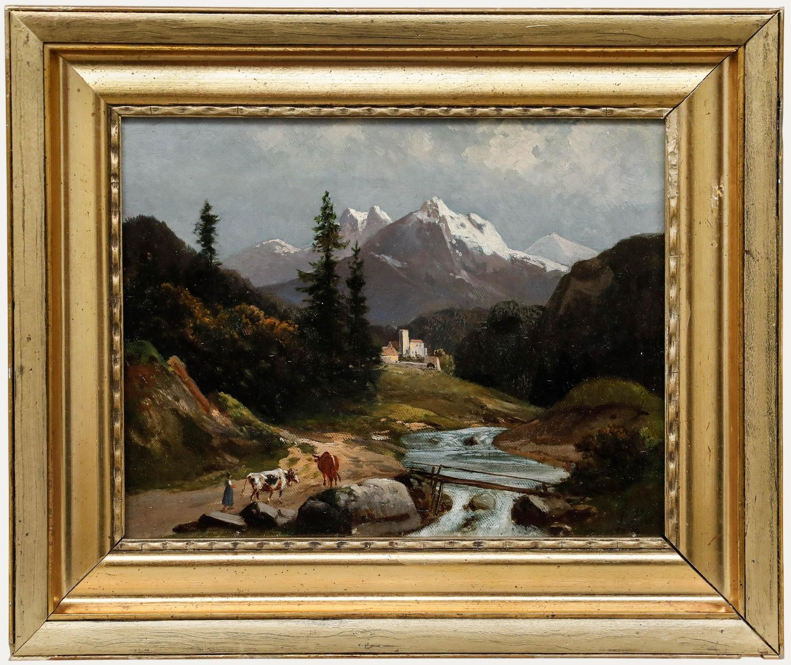 F. Ede   Framed 1859 Oil, Towards The Mountains