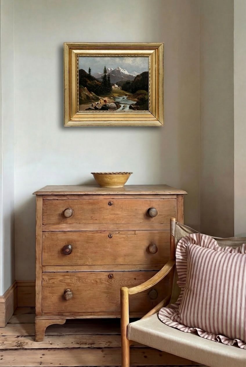 F. Ede   Framed 1859 Oil, Towards The Mountains photo 225.0