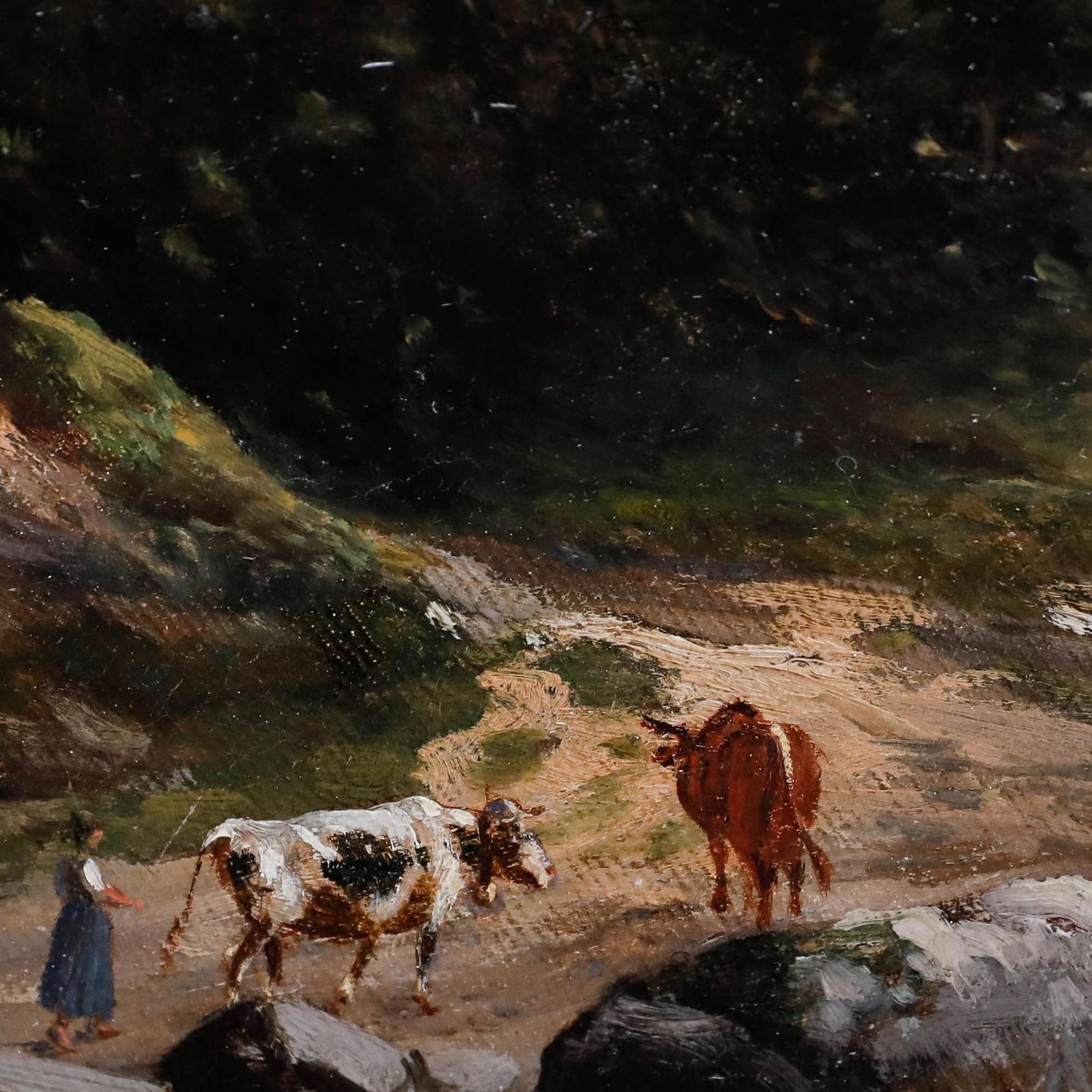 F. Ede   Framed 1859 Oil, Towards The Mountains photo vintage