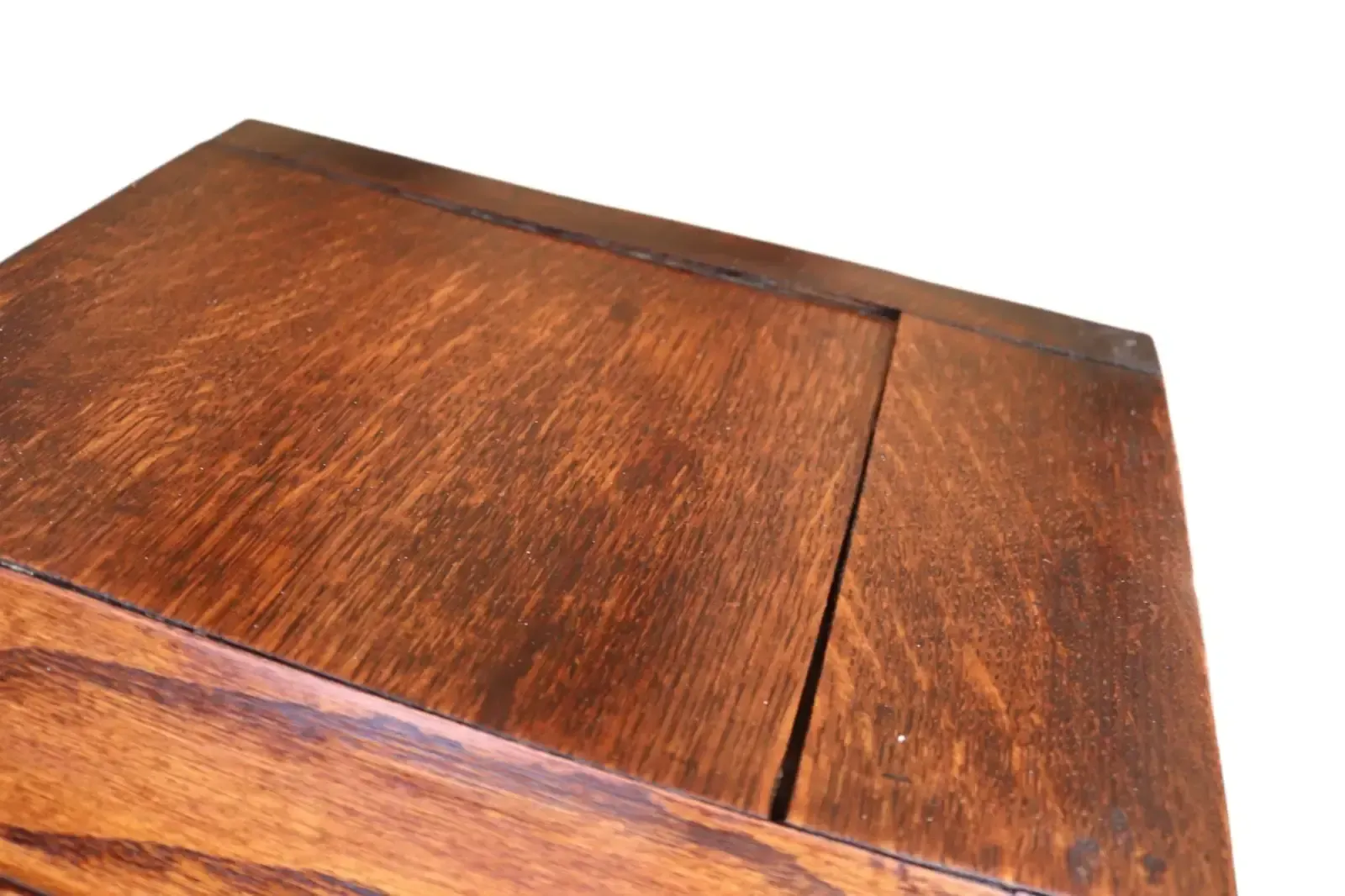 photo furniture Antique Oak Leaded Glass Bookcase Jacobean Revival Arts & Crafts Style Cabinet