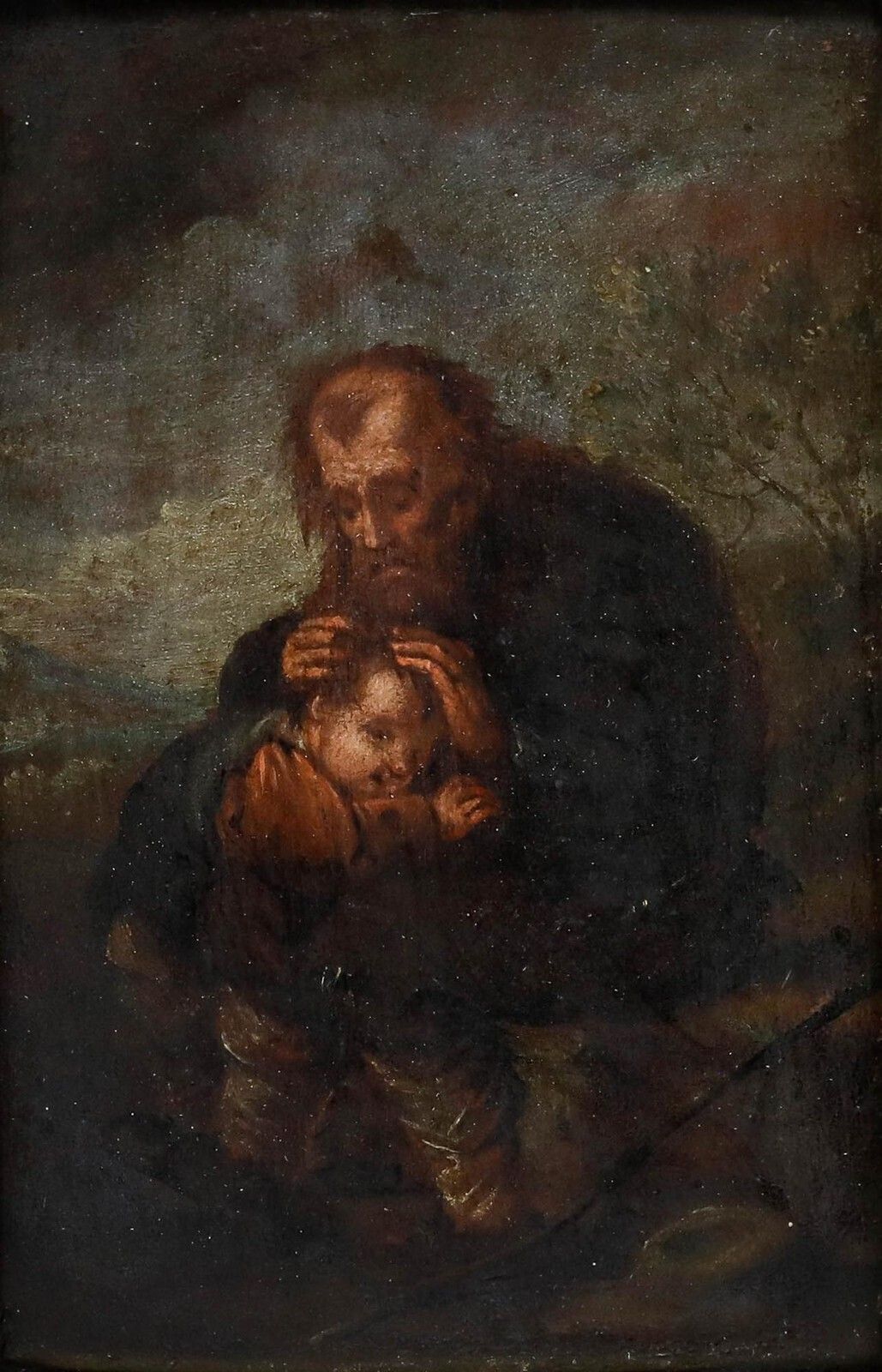Framed 18th Century Oil   Joseph And The Infant Christ photo for sale