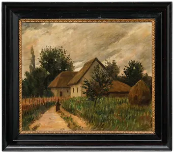 Sandor Papp (1868 1937)   Early 20th Century Oil, The Farmer's Wife photo furniture